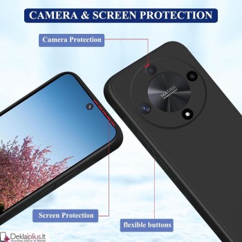 Liquid Air silikoninis juodas dėklas - su kameros apsauga (Huawei Honor Magic 6 Lite)